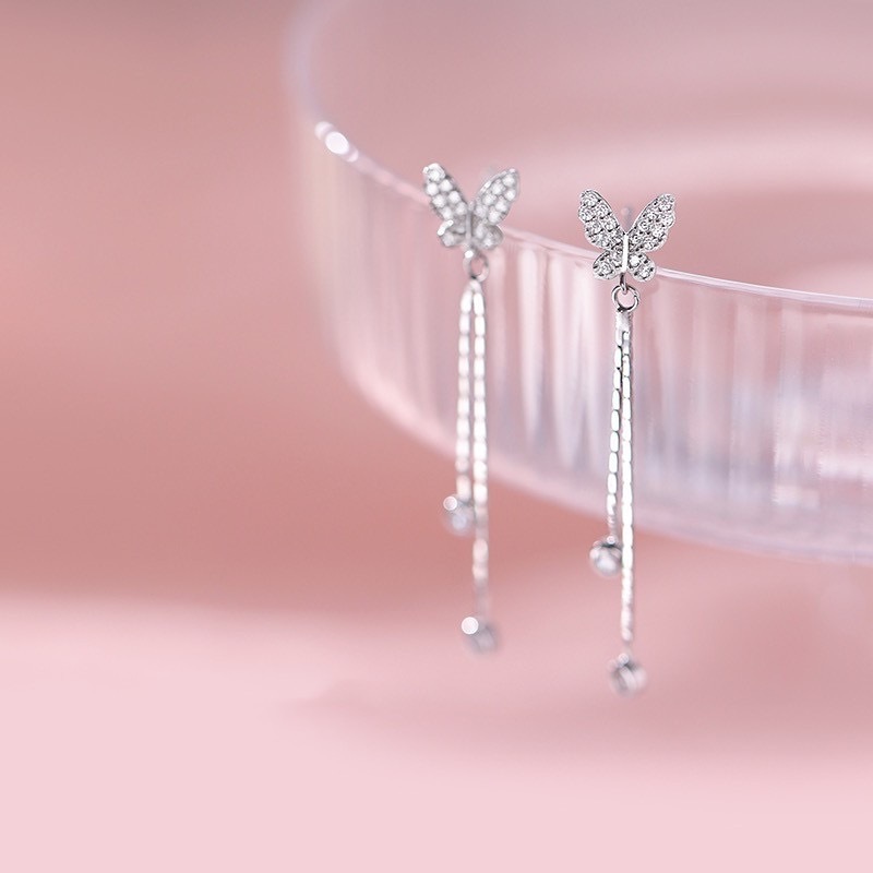 Eloch s925 plata esterlina con diamantes bordados mariposa pendientes de diseño fresco pequeño auriculares de aire M04900