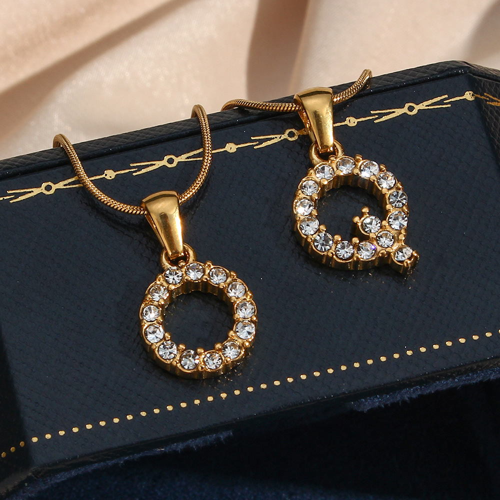 Lady Letter Stainless Steel Necklace Plating Zircon Stainless Steel Necklaces_colorza_8