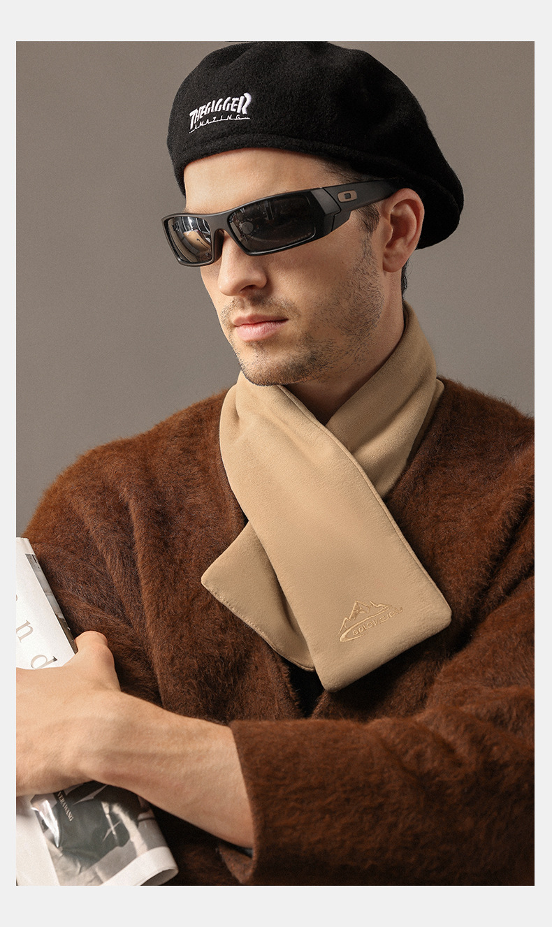 Sciarpa uomo in peluche stile retrò velluto inverno calda_voghion.com