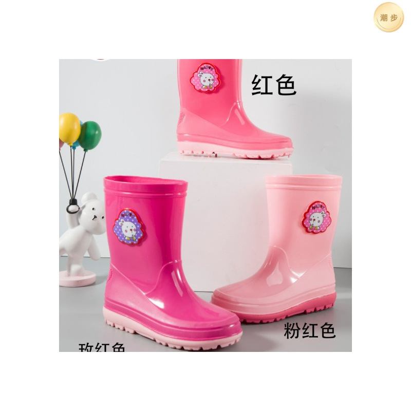 Children's Rain Boots 2023 Summer New Style Small, Medium and Large Kidsren's Rain Boots Outer Wear Waterproof Anti-Slip Cartoon Girls Mid-Calf Water Shoes