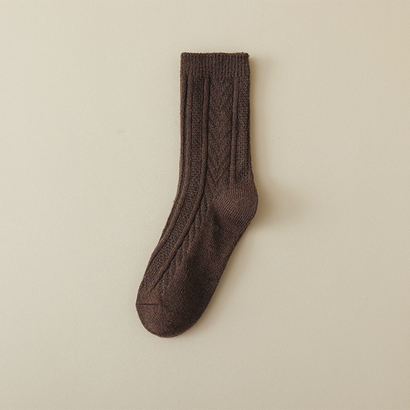 Warm woolen winter knee socks, mid-length