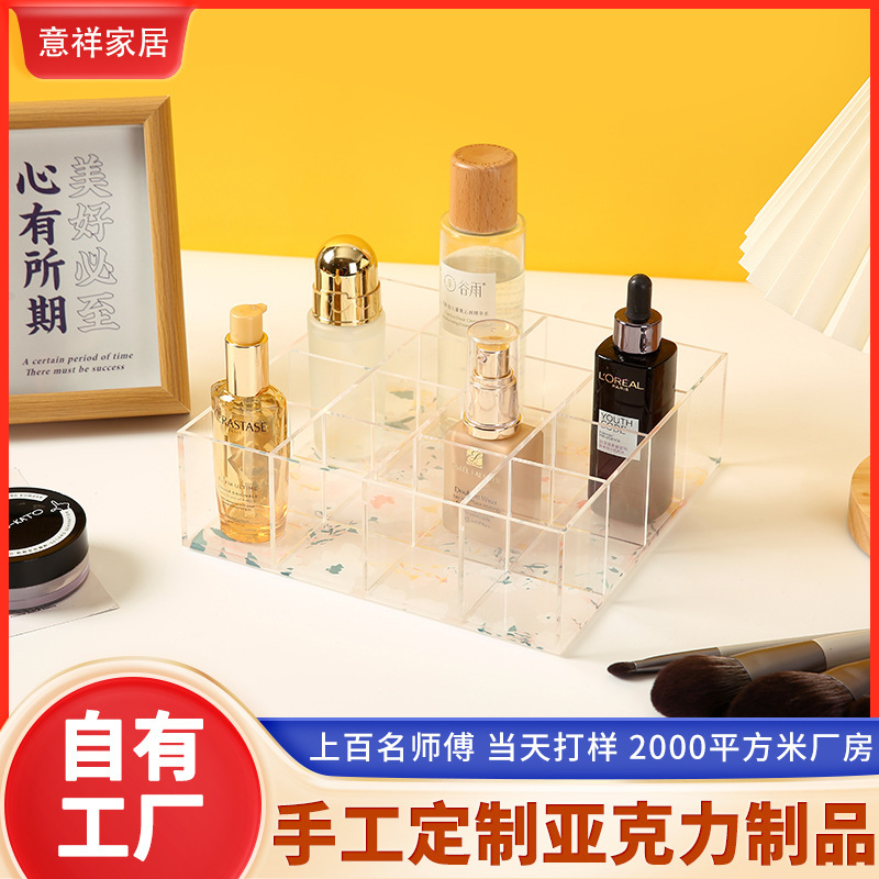 Manufacturer Transparent Printed Acrylic Storage Box Nail Polish Makeup Organizer Desktop Dressing Table Custom Display Stand