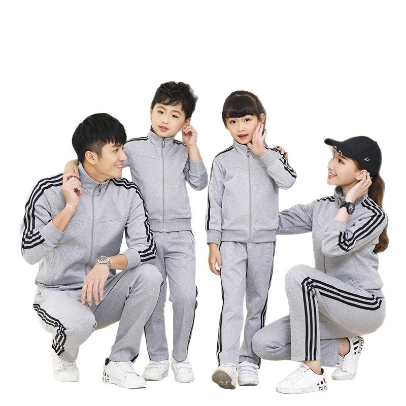 Trajes deportivos de ocio transfronterizos de tamaño grande, chaqueta de hombre y mujer, pantalones rectos, primavera y otoño, tres barras, trajes infantiles, camisetas de comercio exterior