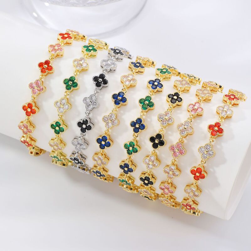 Autumn Cross-Border New Colorful Petal Four-Leaf Clover Bracelet Fashionable Personality Versatile Valentine's Day Birthday Gift
