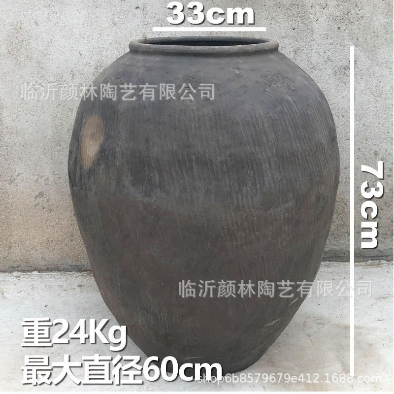 [Yan Lin] maceta de cerámica de tierra maceta de cerámica negra gran cilindro de agua de Weng paquete suave nuevo producto maceta de agua decoración popular