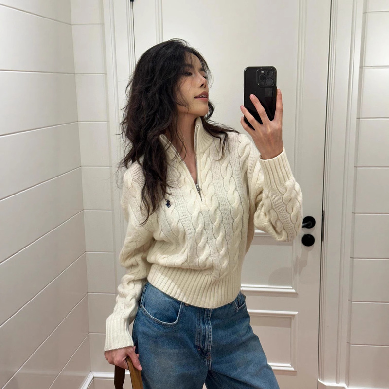 Early Autumn 2025 Ralph Lauren Small Logo War Horse Half-Zip Half-High Collar Knitwear for Men and Women with a High-End Feel