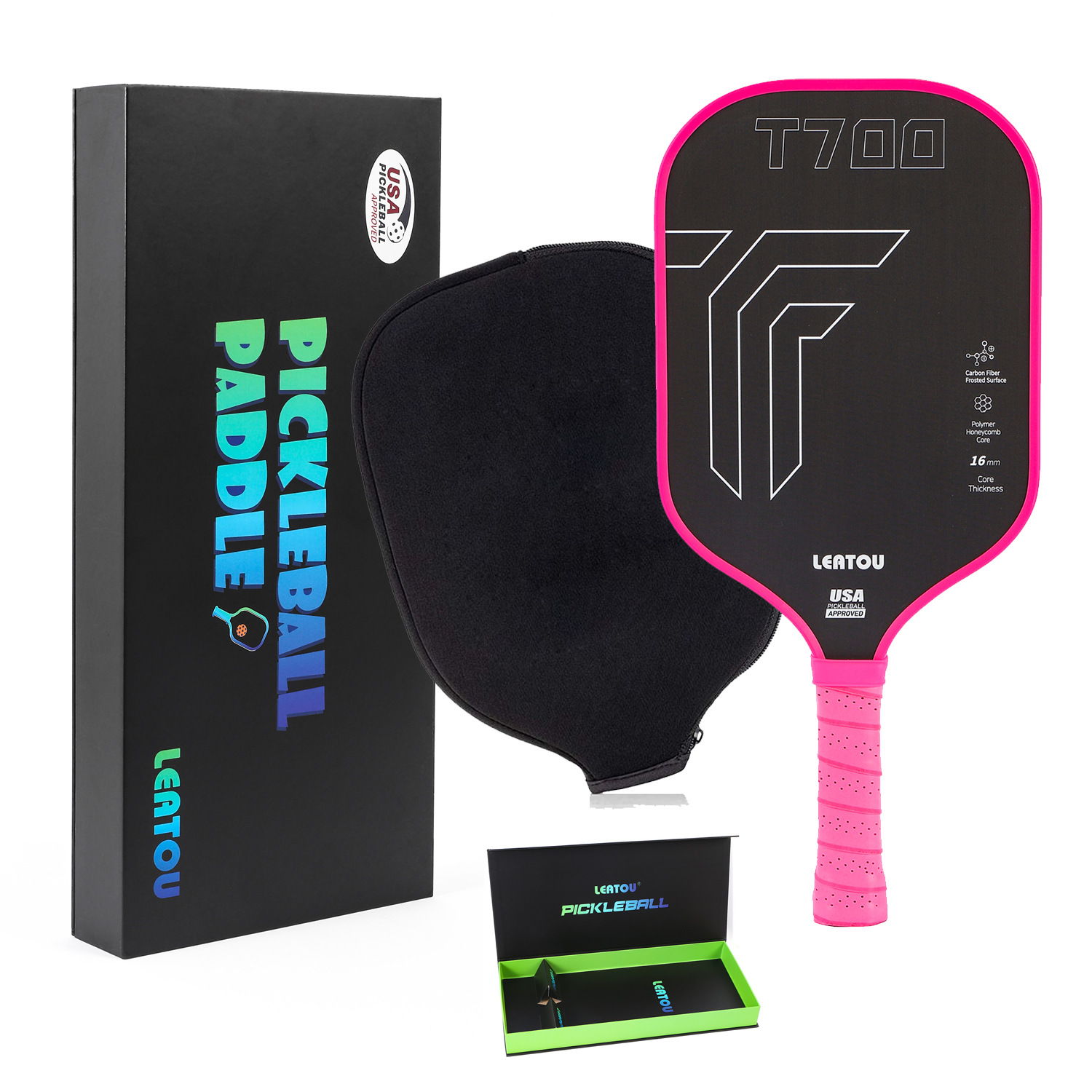 T700 Hot-Pressed Offensive Pickleball Racket Frosted Anti-Fall and Durable Pickleball Racket High-Strength Carbon Fiber Color Box