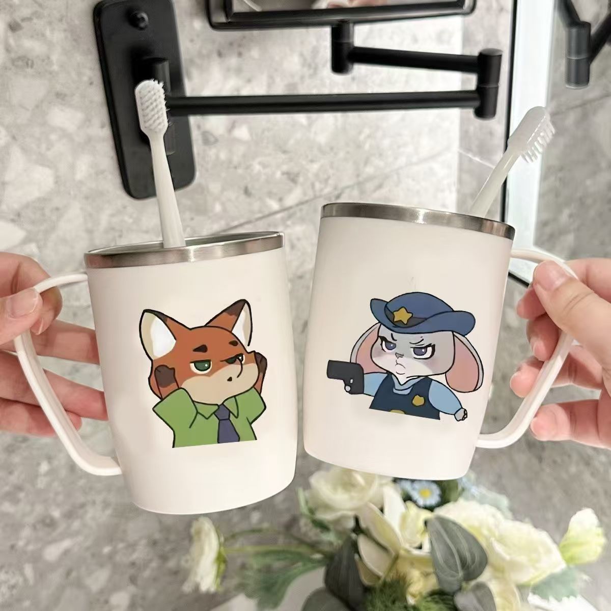 Taza de acero inoxidable de alto valor facial pareja cepillo de dientes taza sensación de cepillo de dientes simple para niños taza de lavabo de dientes