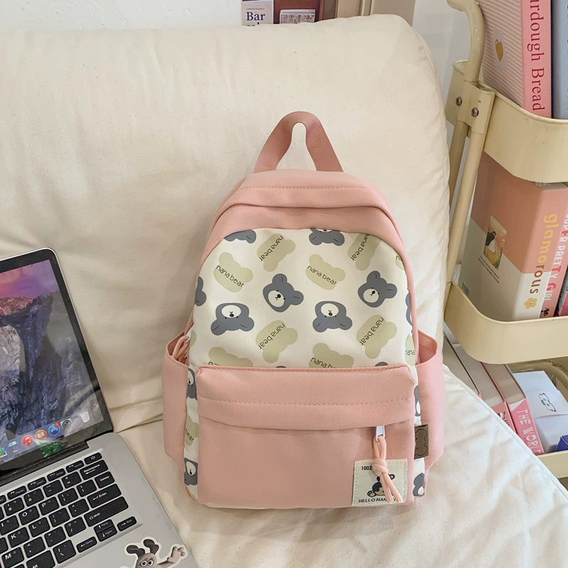 Backpack, small bag, cartoon children's card holder, capacious school bag, with little bears