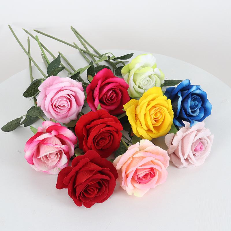 Simulación franela rosa Día de San Valentín chino Decoración de bodas en el hogar Flor falsa Flor rosa Pared Cascada Flor artificial