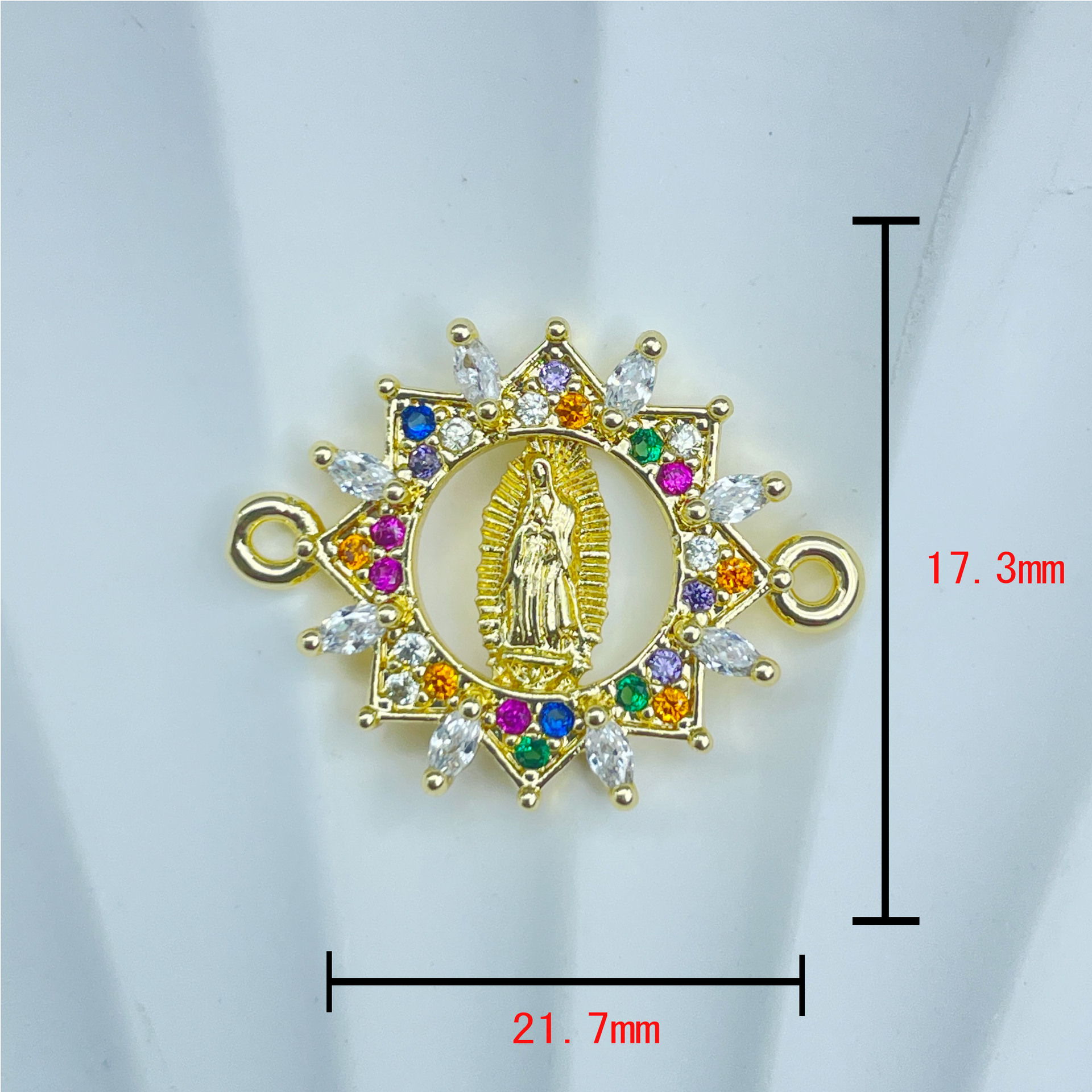 DIY Jewelry Accessories Classification 1 Piece 23.2*18mm Copper Zircon Human Geometric Virgin Mary Pendant Connectors Jewelry Accessories