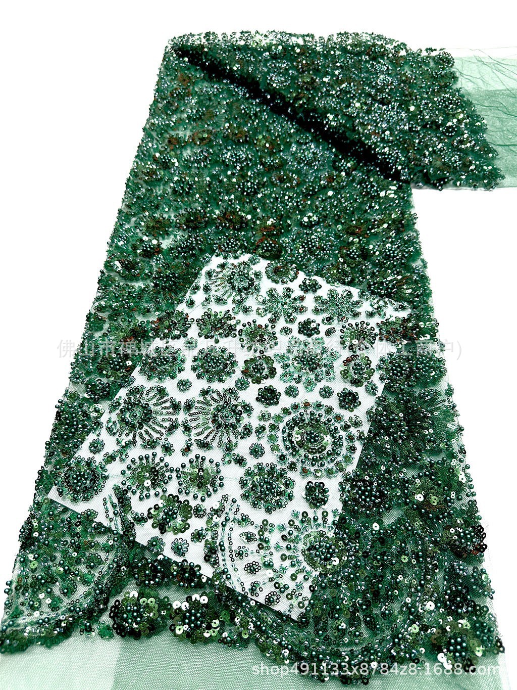 Redondo sol sequin clavado tela de malla de perlas vestido de boda de estilo nacional vestido de tela de banquete en stock