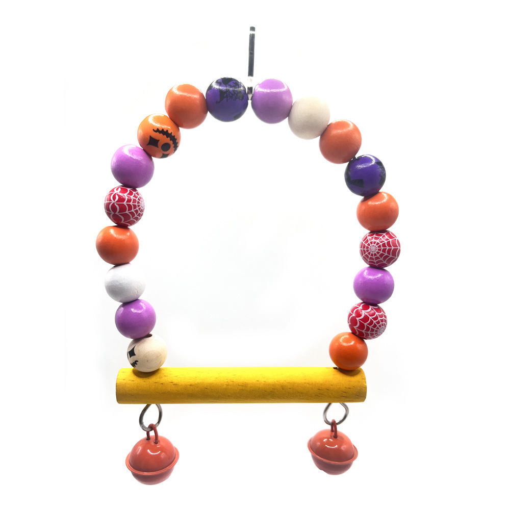 Conjunto de juguetes para pájaros de Halloween transfronterizos Espejo de pájaro en forma de murciélago Soporte de estación de loro Accesorios para jaulas de pájaros Suministros para pájaros al por mayor