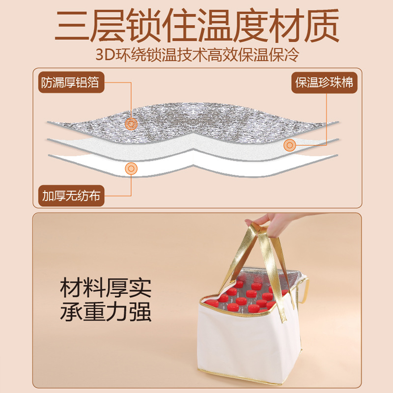 Bolsa de aislamiento térmico de costura de camión personalizada de algodón de perla grueso de gran capacidad de fruta bolsa de preservación de frutos ecológicos bolsa de refrigeración de distribución fresca image 4