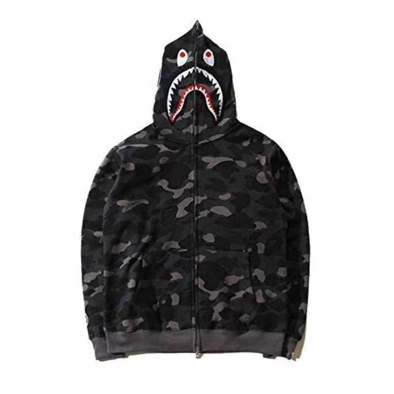 Bape Shark Zip Sweater Camo Print Black