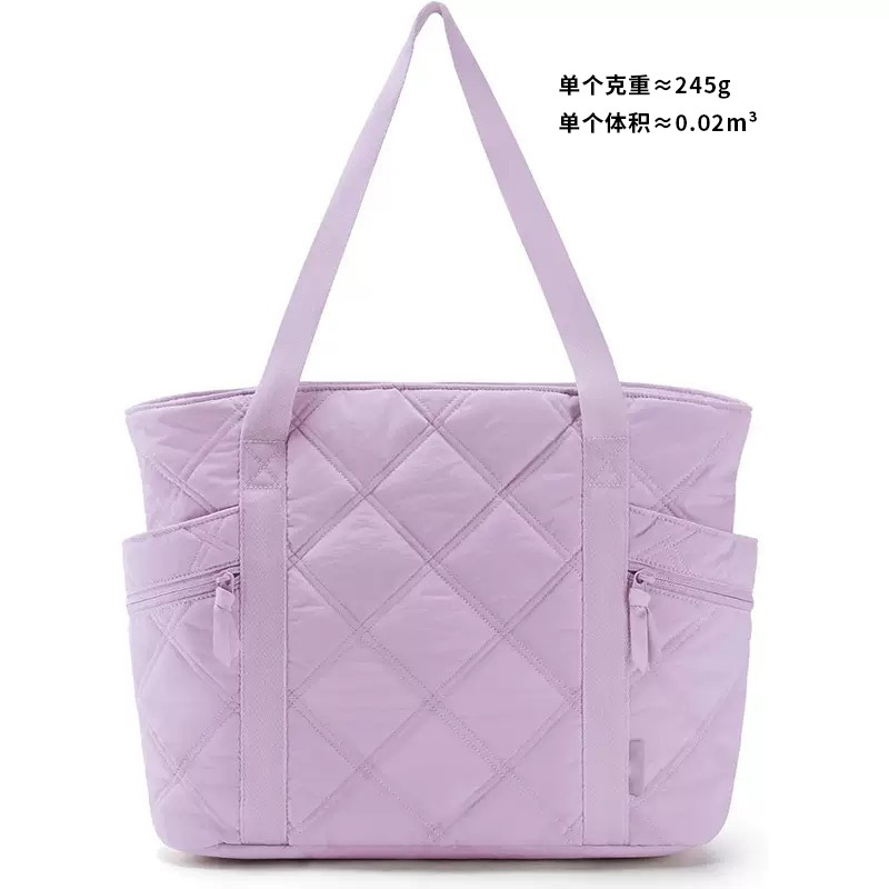 レディースダウン軽量ハンドバッグ大容量刺繍ショルダーバッグファッショナブルでシンプルな菱形トラベルナーストートバッグクロス|undefined
