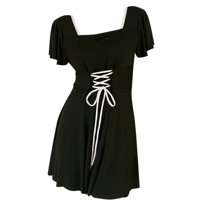 Traje de baño de talla grande chica gordita de las mujeres adelgazamiento traje de baño adelgazante color sólido vestido suelto de una pieza traje de baño de aguas termales