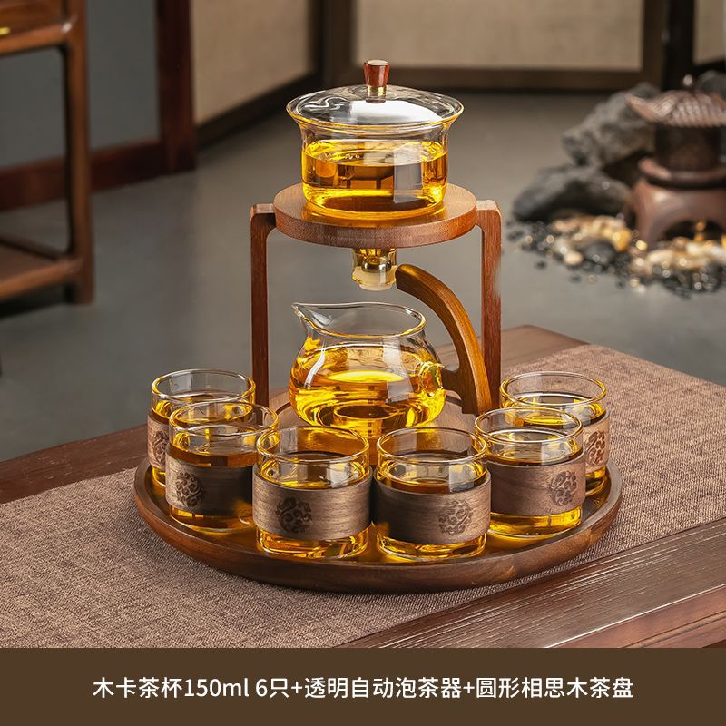 자석 자동 차 메이커 + 스냅온 컵 6개 + 둥근 아카시아 나무 티 트레이