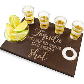 木制方形酒杯托酒吧威士忌分格沾盐柠檬托盘聚会派对小酒杯收纳盘