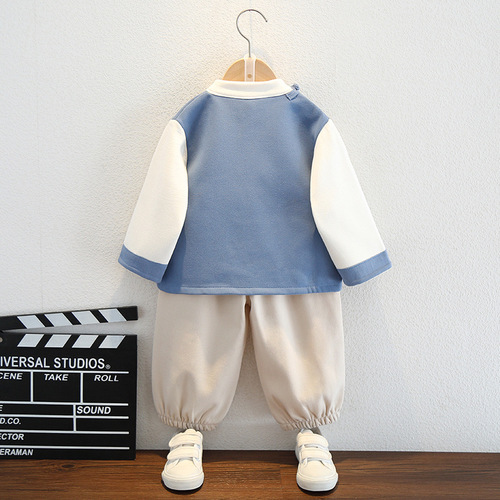 Set of Hanfu Ancient Style Autumn/Winter Outfit for Boys, Tang-style Children's Chinese-style Baby Modified Ancient Costume for Kindergarten Performance