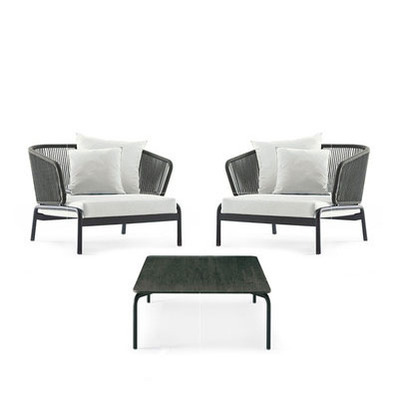 Sofá de diseño nórdico al aire libre patio jardín al aire libre doble balcón sofá de caña pequeña casa cama reclinable ocio