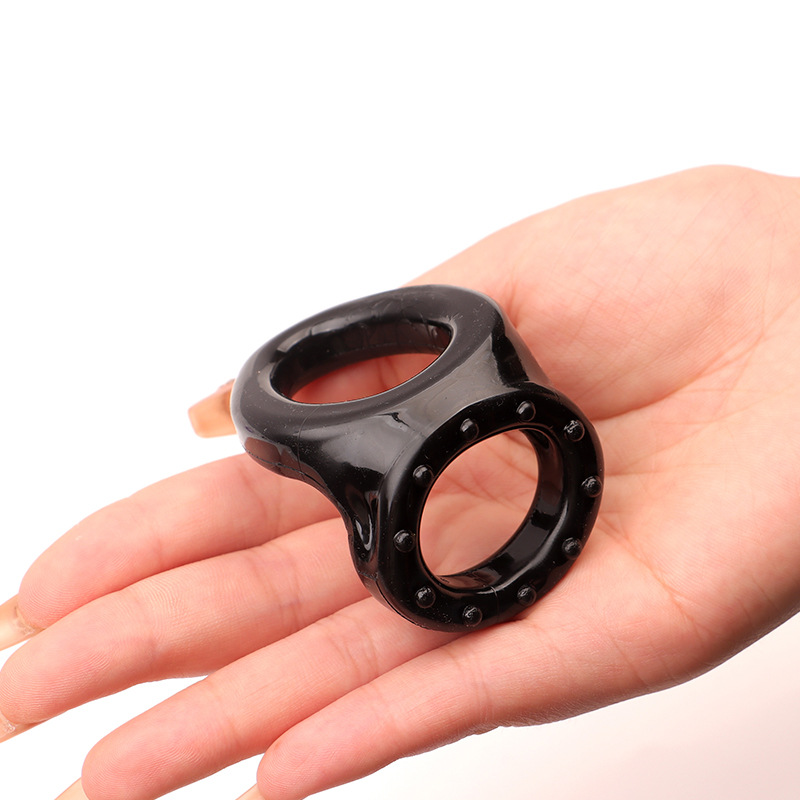 Men’s Double-Opening TPE Cock Ring, Dual-Ring Wearable Restraint, Purple — detail image 4