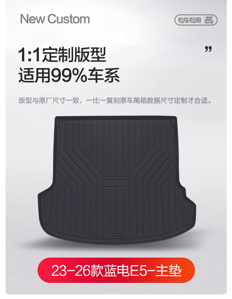 Suitable for Blue Electric e5 Trunk Mat Auto Accessories Modified Accessories Special TPE Waterproof Trunk Mat