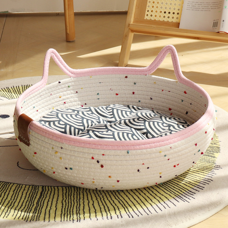 컬러풀한 폼폼 - 핑크 + 블루 코튼 패드