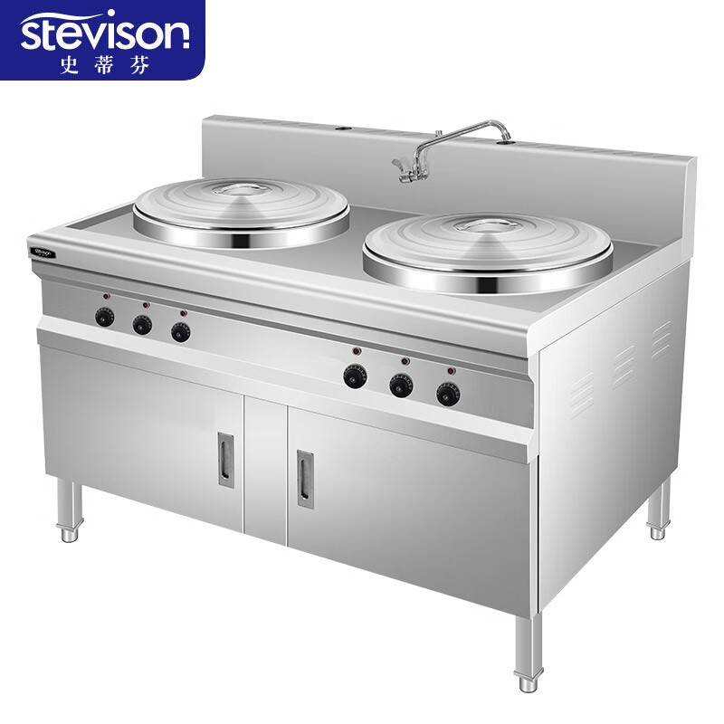 史蒂芬（stevison）豪华型双头双桶煮面炉商用电热煮汤面炉多功能