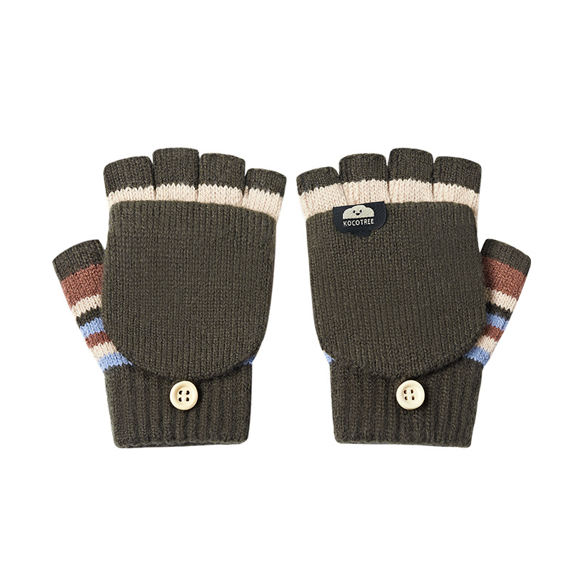 Guantes de árbol KK para niños otoño y invierno medio dedo cinco dedos para niños y niñas calientes estudiantes de primaria escritura dedos expuestos clase A