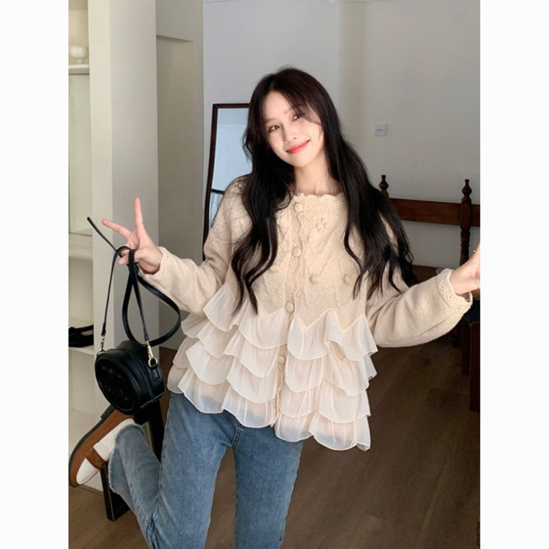 Gentle and Soft Heavy-Duty Knit Cardigan Sweater for Women, Spring Outerwear, Loose and Lazy Style, Designer Knit Top