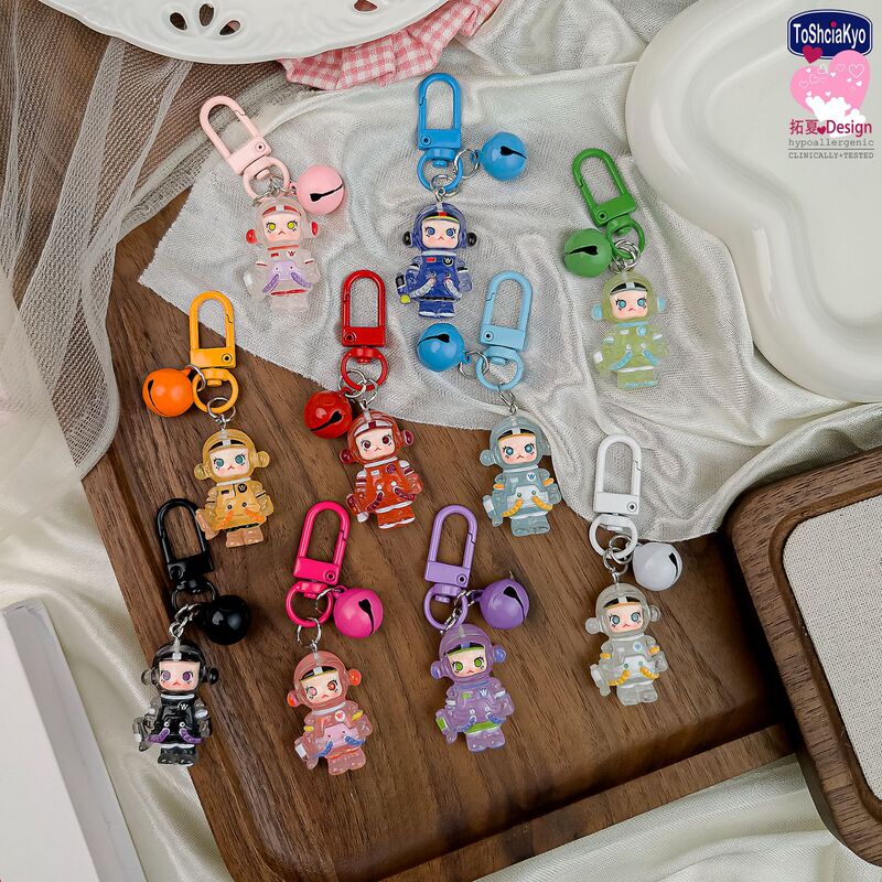 Color Doorbell I99 Bubble Mart Transparent Robot Schoolbag Pencil Bag Resin Keychain Pendant Student Accessories Love