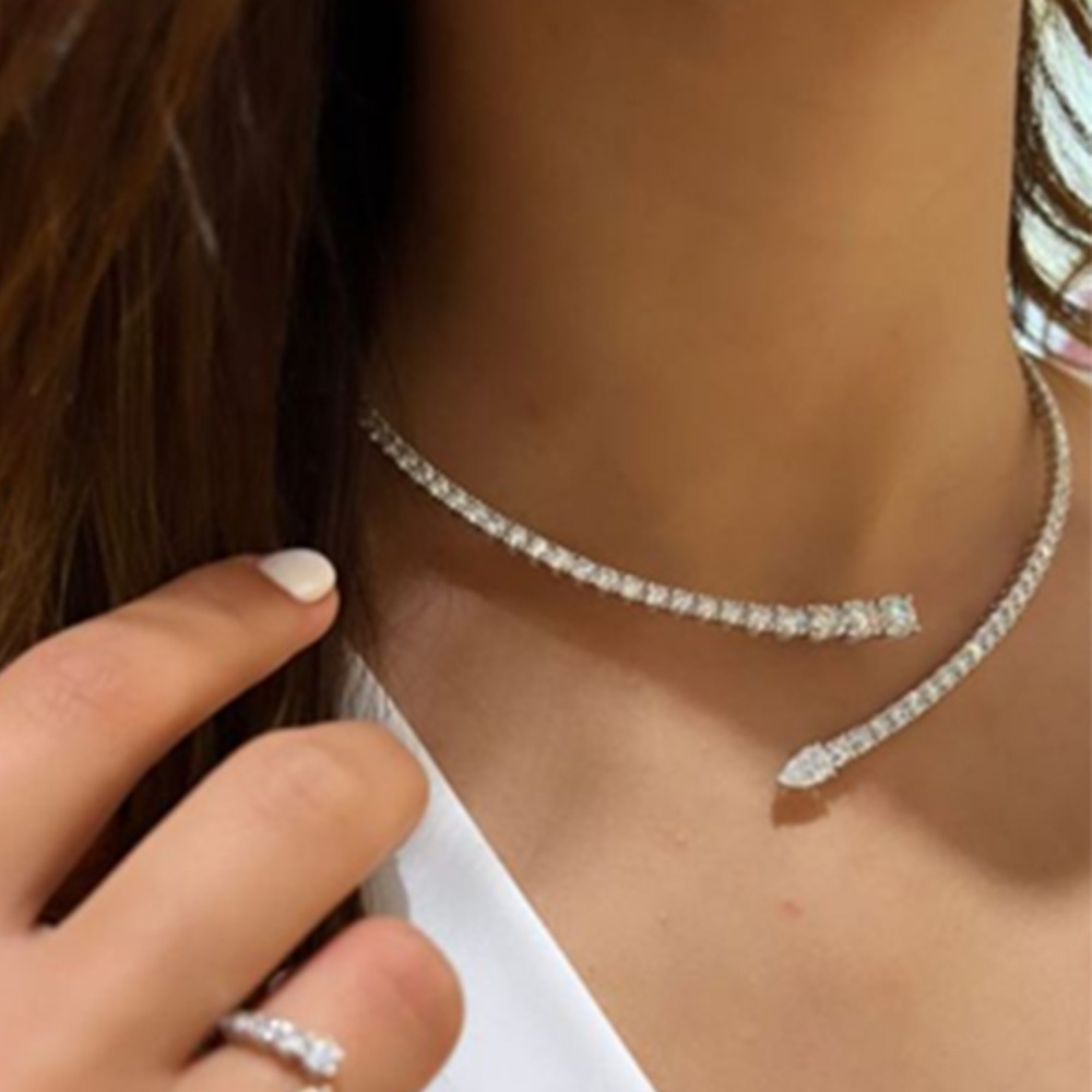 Collar de circón de moda transfronterizo europeo y americano simple luz de lujo en forma de gota Cadena de clavícula completa Joyería de diamantes gargantilla