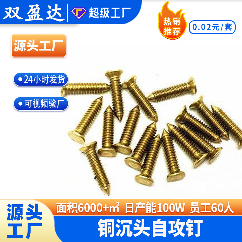 螺丝头钉沉头铜自攻尖尾螺丝槽螺钉一字小自攻耐锈螺纹螺栓DIN912