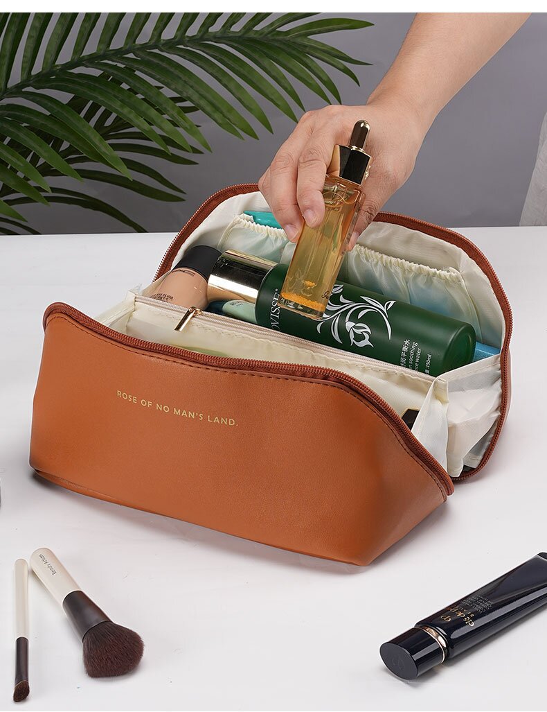 Transfronterizo de alta calidad de la PU de cuero nube almohada bolsa de cosméticos de gran capacidad portátil caso de cosméticos bolsa de lavado de viaje portátil