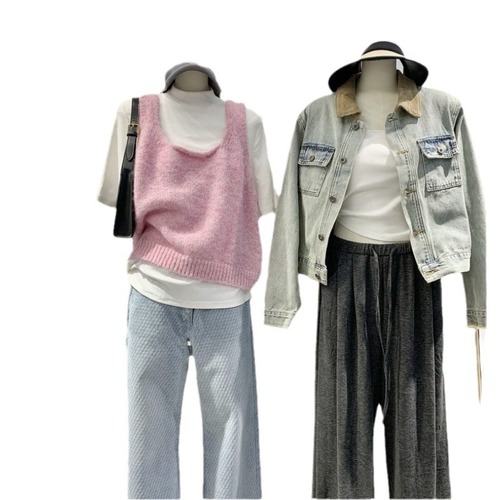 KANING Layered U-Neck Knit Vest Women 2025 Versatile Loose Lazy Sleeveless Knit Top Women's Cardigan