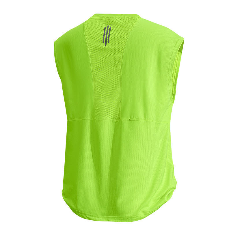 アイスシルクノースリーブメンズ Tシャツ夏薄型通気性ベストフィットネスランニングトレーニング服ベストスポーツアンダーシャツ|undefined