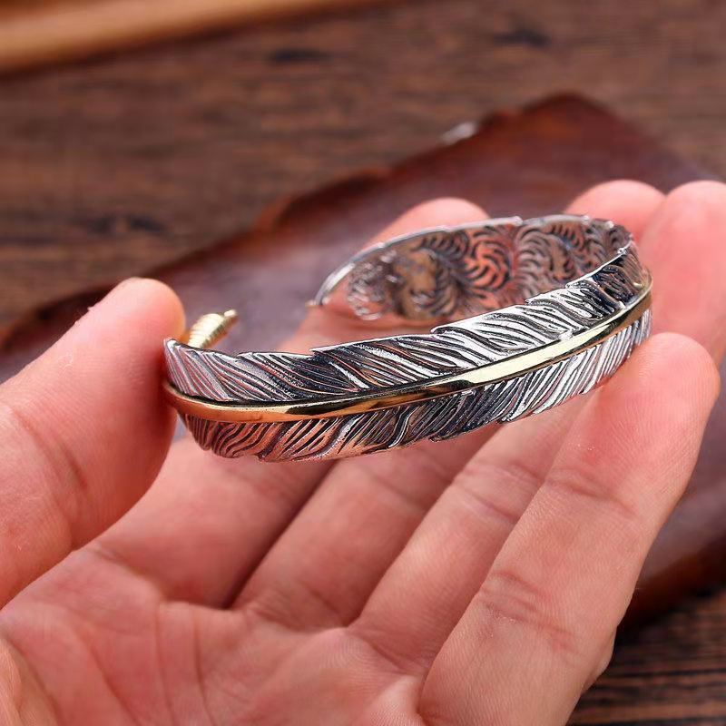 Casual Punk Simple Style Feather Alloy Plating Men's Bangle display picture 2