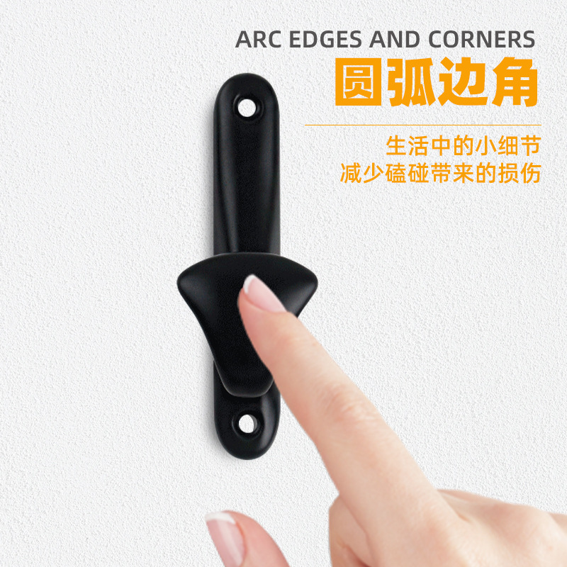 Gancho de ropa de aleación de Zinc negro simple moderno gancho de ropa detrás de la puerta gancho de ropa de almacenamiento sin perforaciones de aleación de Zinc negro