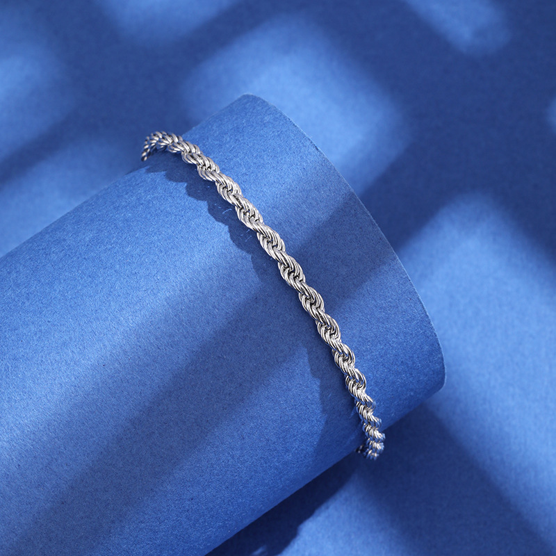 925 plata esterlina torcida pulsera mujer temu europea y americana hip hop pareja de alto nivel hombre cuerda torcida joyas transfronterizas