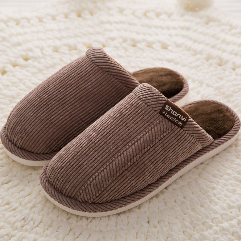 家居冬季情侣毛绒室内居家防滑家用简约厚底棉拖鞋女冬脱鞋拖鞋男