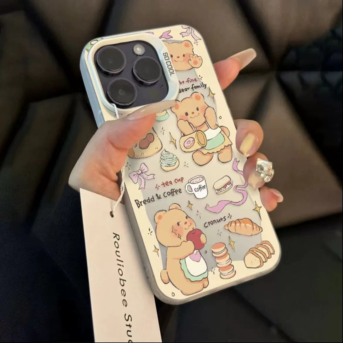 Милый маленький сумочный чехол для совместимого телефона Apple, Phone Case Pro с маленькими мишками, 16 Pro Max, защита от падений