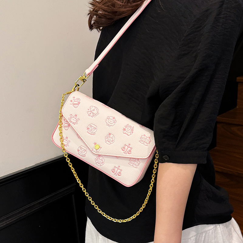 Bolso de cadena de textura transfronteriza 2025 verano nuevo bolso femenino bolso de hombro de doce constelaciones lindo bolso de mensajero con patrón de lichi