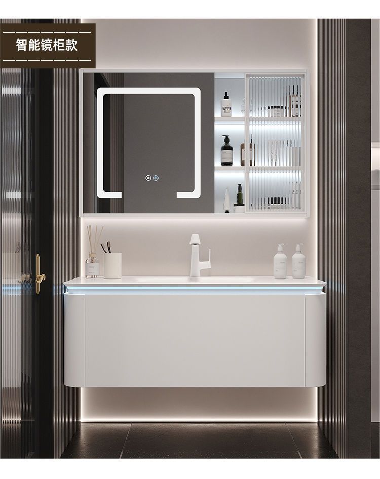 Simple bathroom, rounded corner ceramic integrated basin, washbasin, smart bathroom cabinet, combined bathroom, washbasin, washbasin undefined