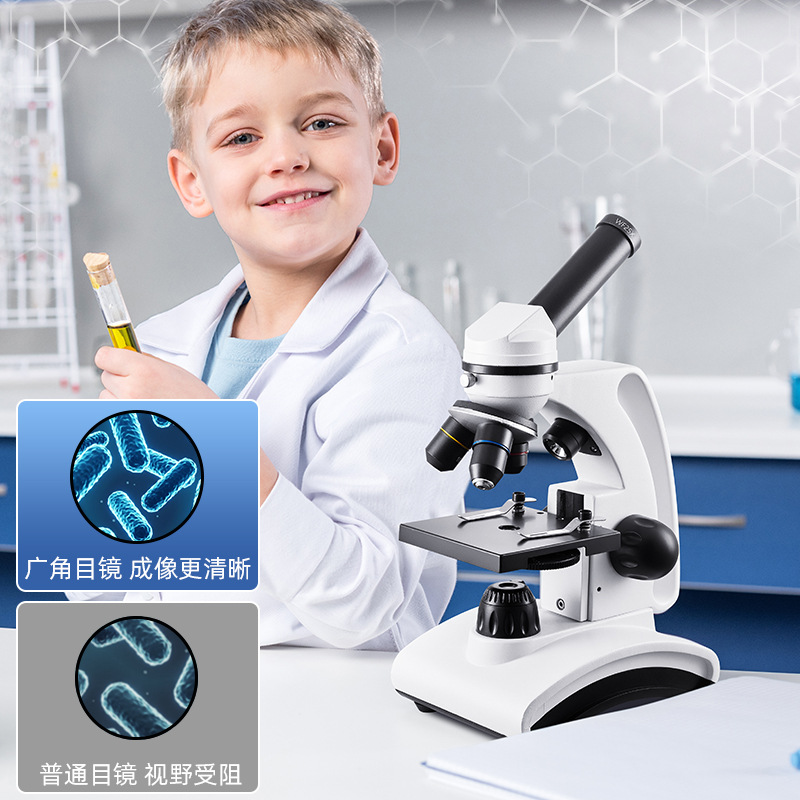 Factory Direct Sale Single Objective Microscope Full Optical High Definition 2000x Children's Biology Science Microscope Can View Bacteria