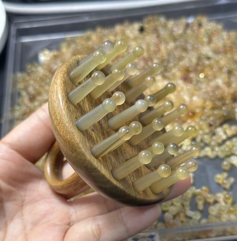 天然牛角梳头部经络梳子按摩梳洗头刷刮痧经络刷指环拆卸全身|undefined