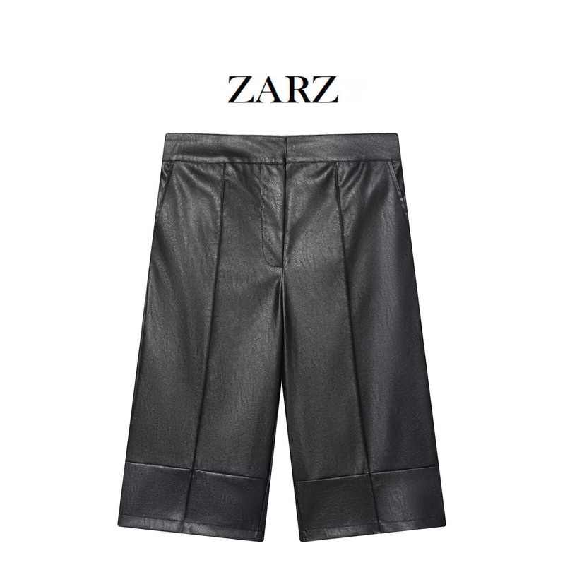 Zarz Homemade European and American Style New Women's Fashionable Imitation Leather Long Casual Shorts 3046/398 Zarz Homemade European and American Style New Women's Fashionable Imitation Leather Long Casual Shorts 3046/398