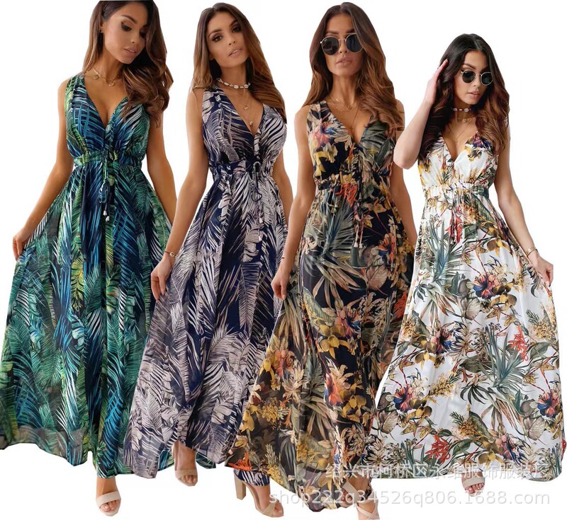2023 new foreign trade European and American women's summer and autumn dress backless sexy lace-up waist-tight Independent battle Amazon