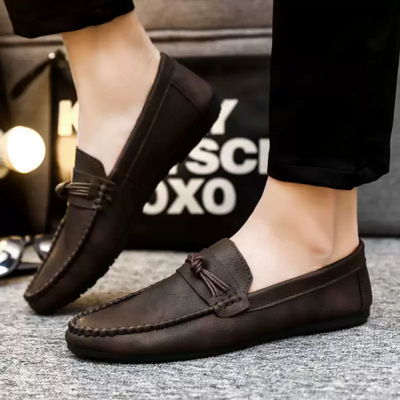 2025 новый стиль мужские модные кожаные повседневные кроссовки корейская версия мужские деловые повседневные слипоны