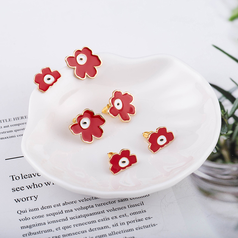 Korean Fashion Dripping Oil Flower Earrings display picture 3